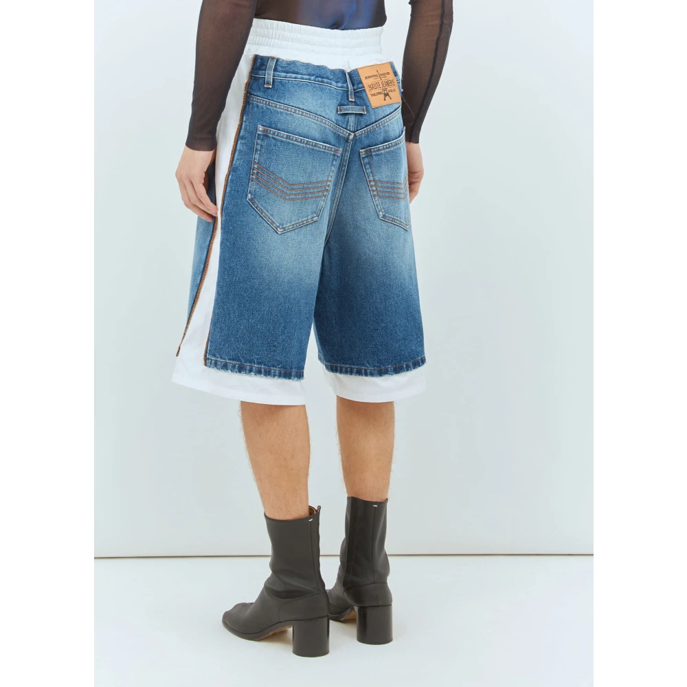 Jean Paul Gaultier Denim Panel Katoenen Shorts Blue Heren