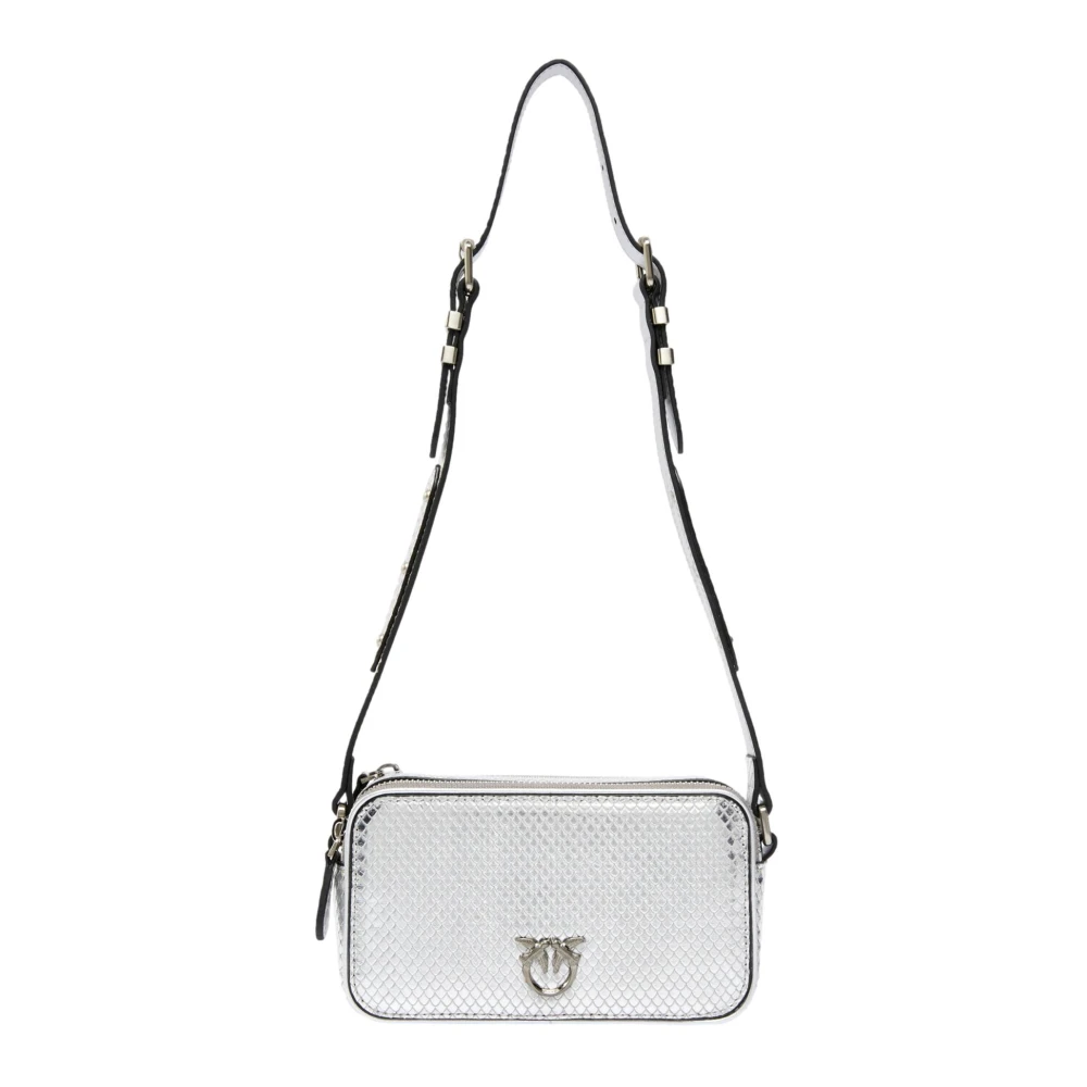 Pinko Zilveren Gelamineerde Leren Cameratas Gray Dames