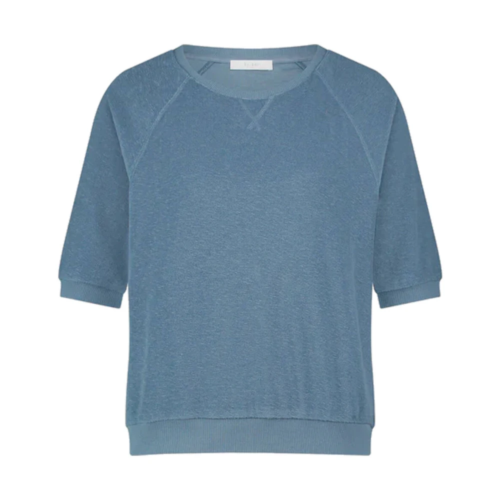 By-Bar Slub Top Korte Mouw Neva Stijl Blue Dames