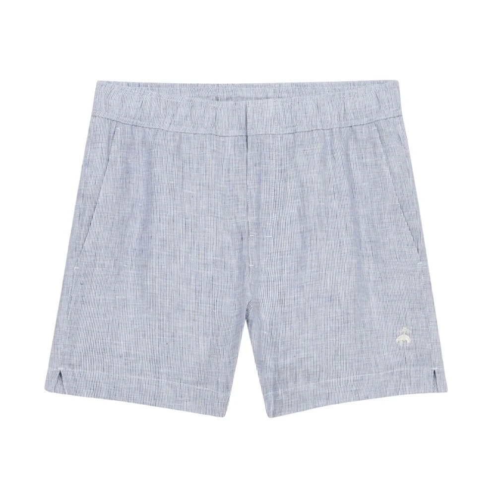 Brooks Brothers Marineblauwe Linnen Shorts Blue Heren