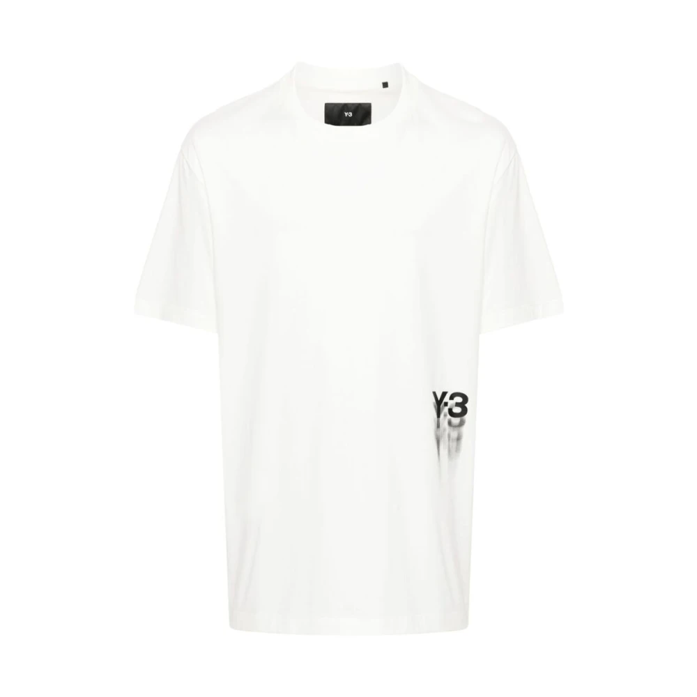 Y-3 Logo Print Crew Neck T-Shirt White Heren