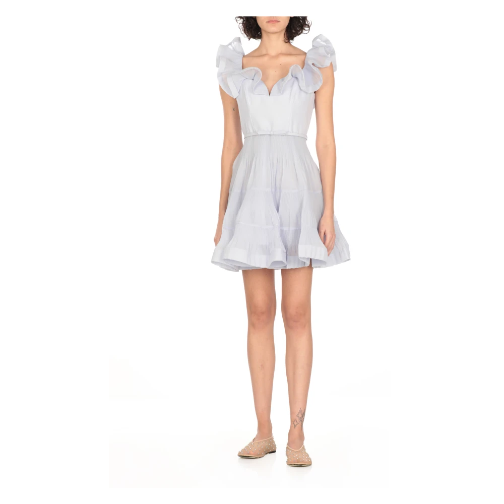 Zimmermann Lichtblauwe Jurk met Hartvormige Hals en Volants Blue Dames