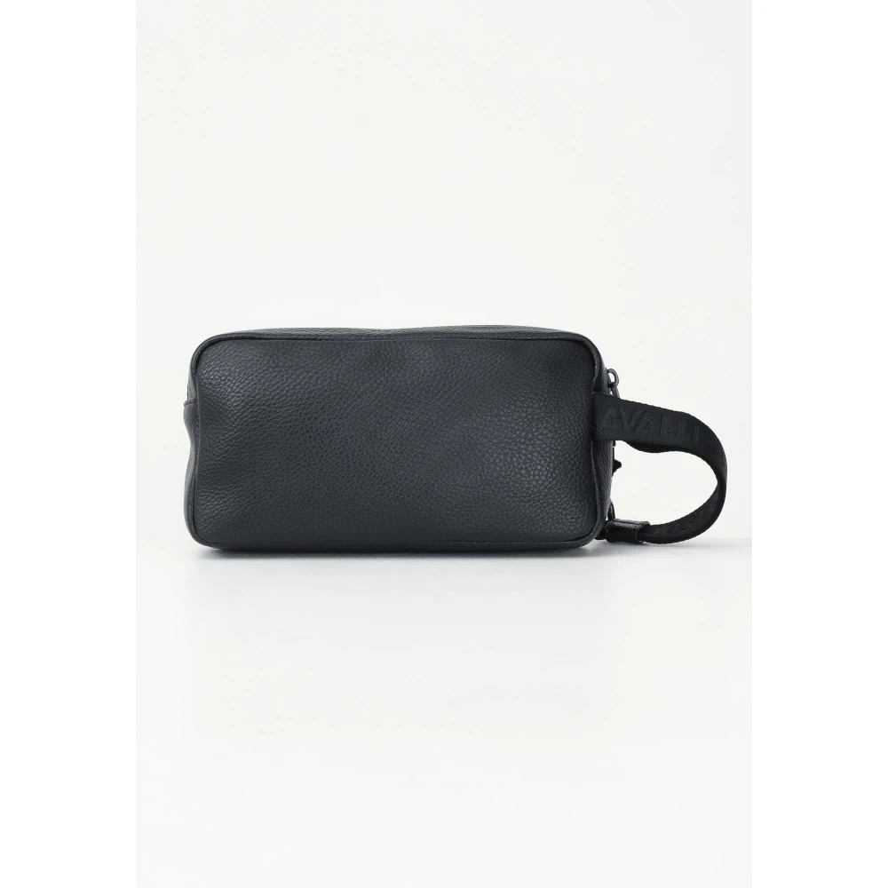 Just Cavalli Zwarte Eco-leren Compacte Pochette Tas Black Heren