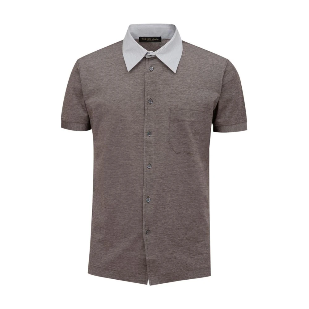 Corneliani Men's Brown Bicolor Elastane Polo Shirt
