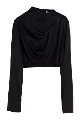 Jade cropped satin silk blouse