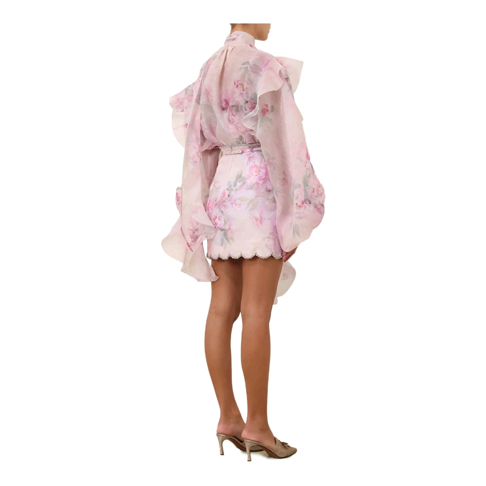 Zimmermann Roze Bloemen Mini Rok met Kristal Trim Pink Dames