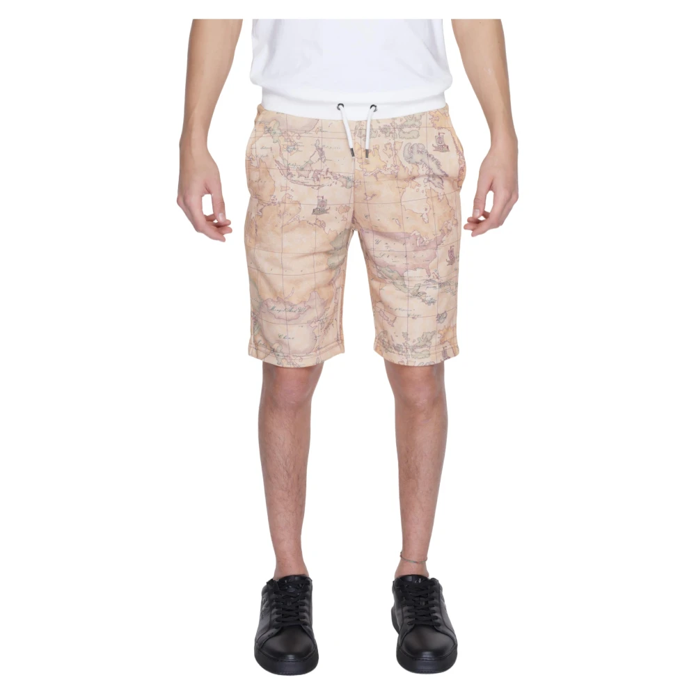 Alviero Martini 1a Classe Beige Bedrukte Heren Shorts met Zakken Beige Heren