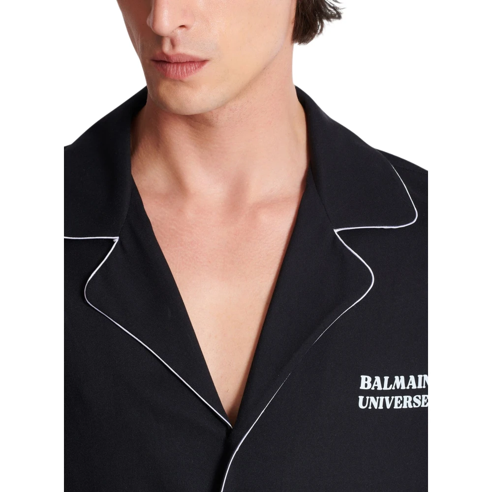 Balmain Pyjama shirt met 9 panets print Black Heren
