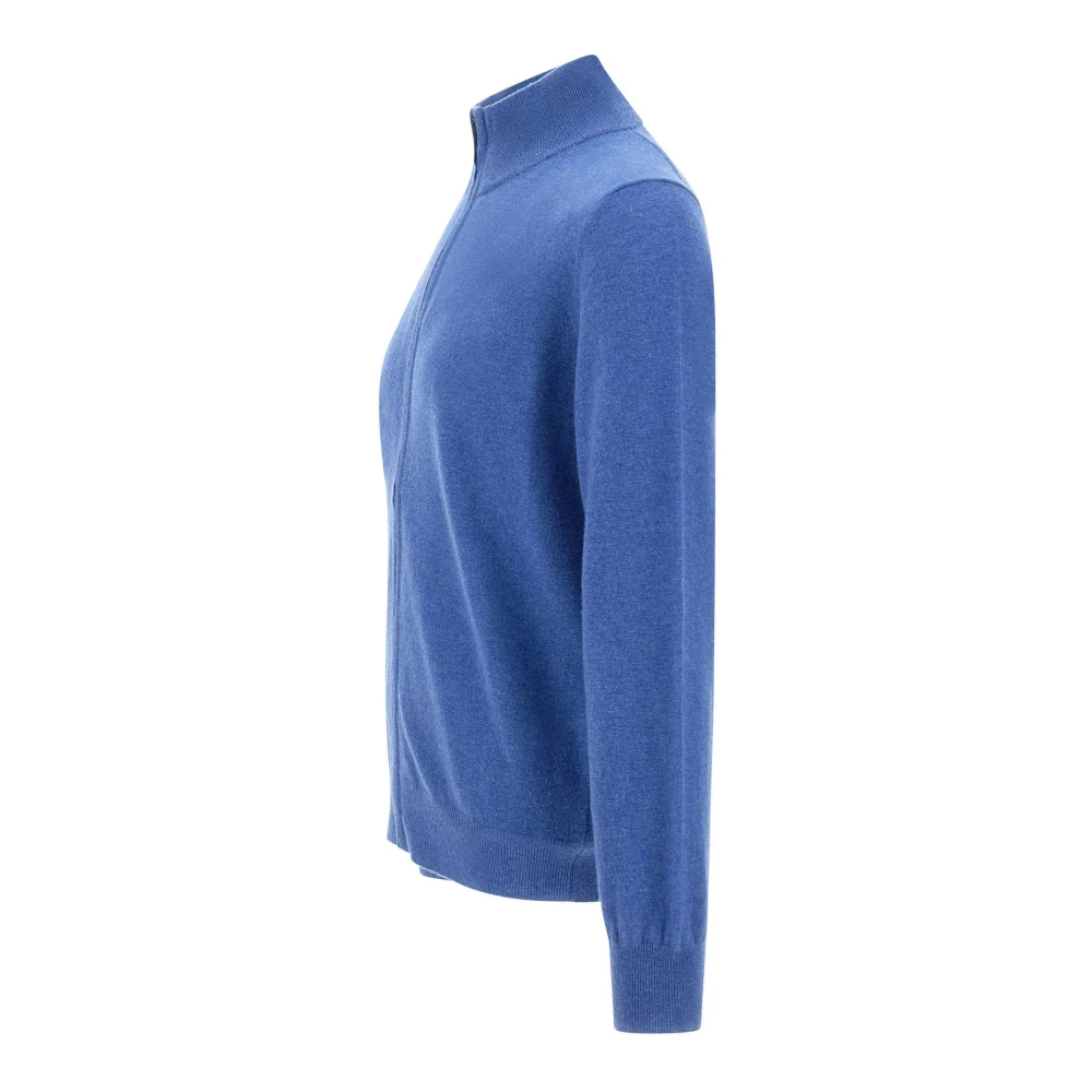 Kangra Merino Wool Cardigan Air Force Blue Heren