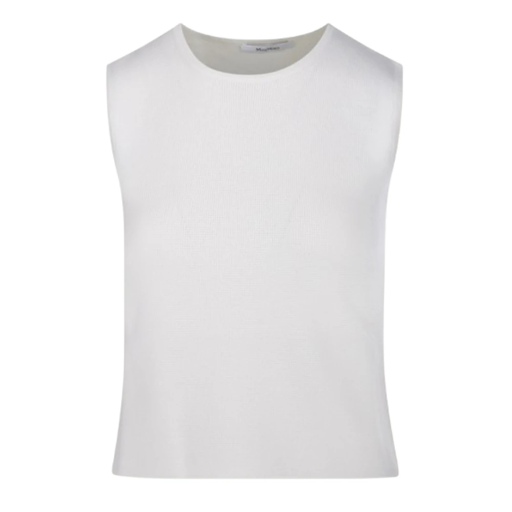 Max Mara Witte Wol Kasjmier Mouwloze Top White Dames