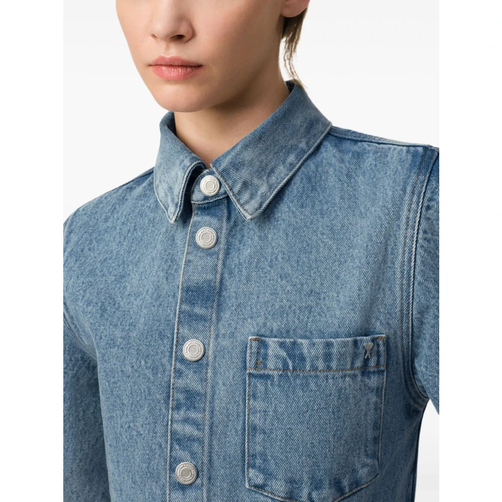 Ami Paris Blauwe Overhemdjurk voor Moderne Vrouwen Blue Dames