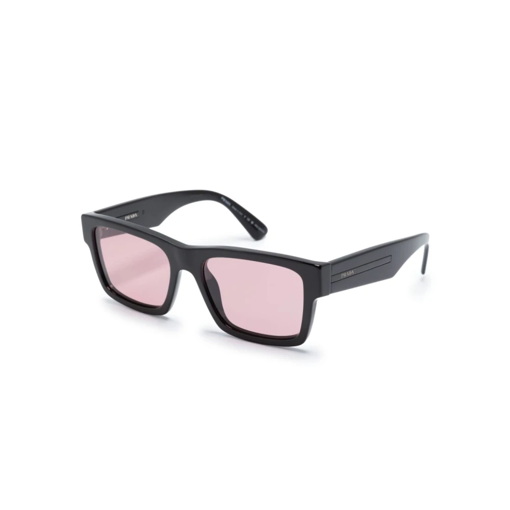 Prada Zwarte zonnebril met Fuchsia Crystal lenzen Black Heren