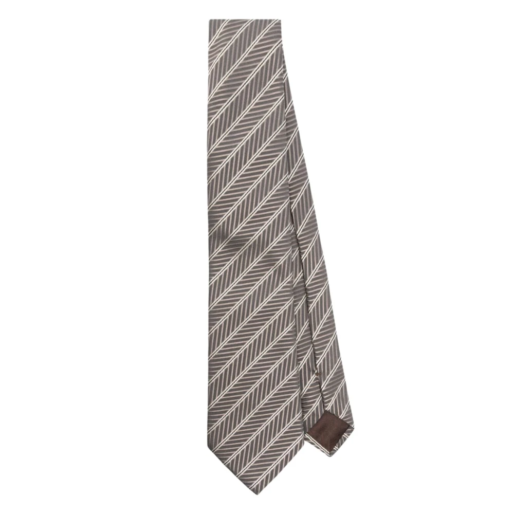 Giorgio Armani Hazelnoot Zijden Stropdas Multicolor Heren