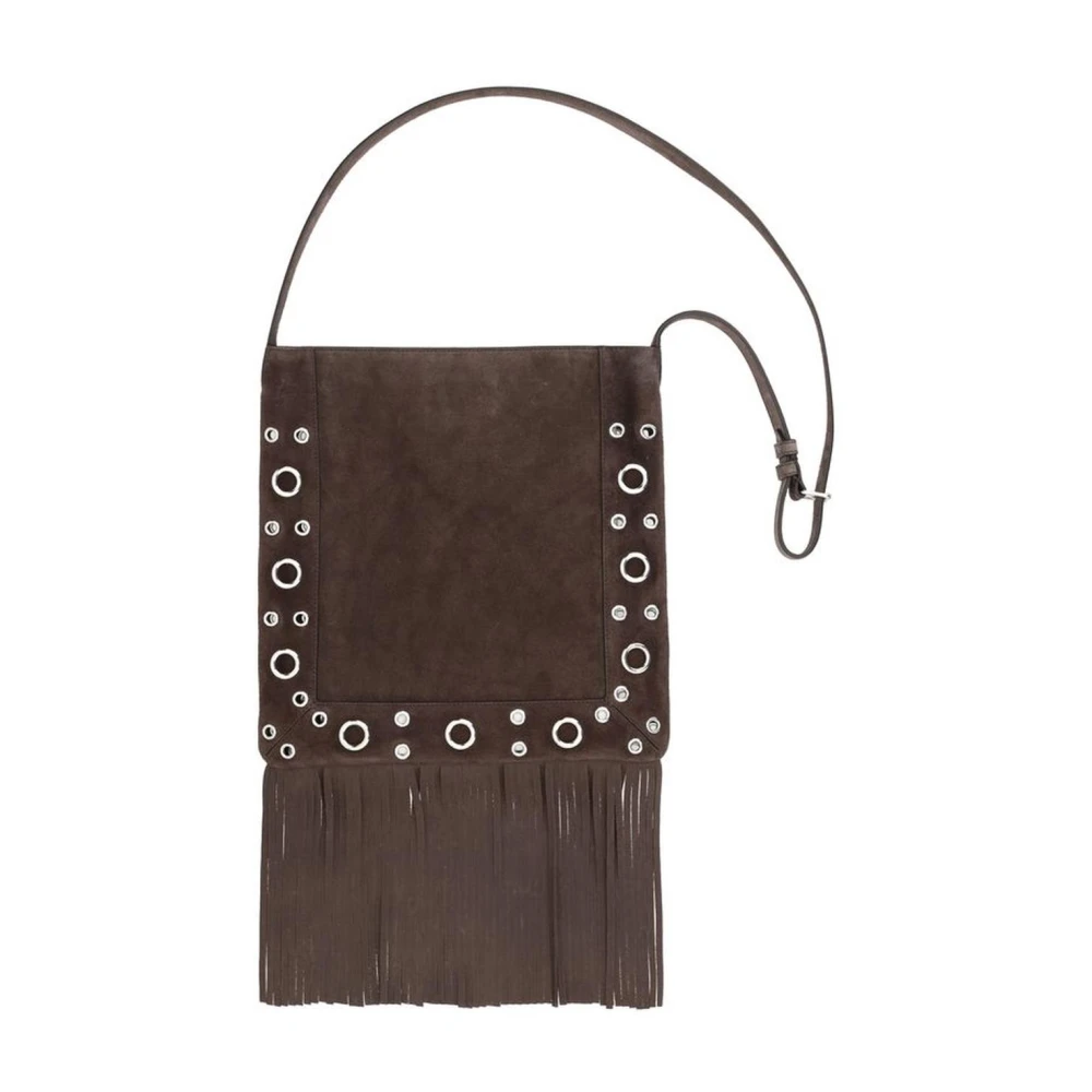 Valentino Garavani Studded Leren Schoudertas Brown Heren