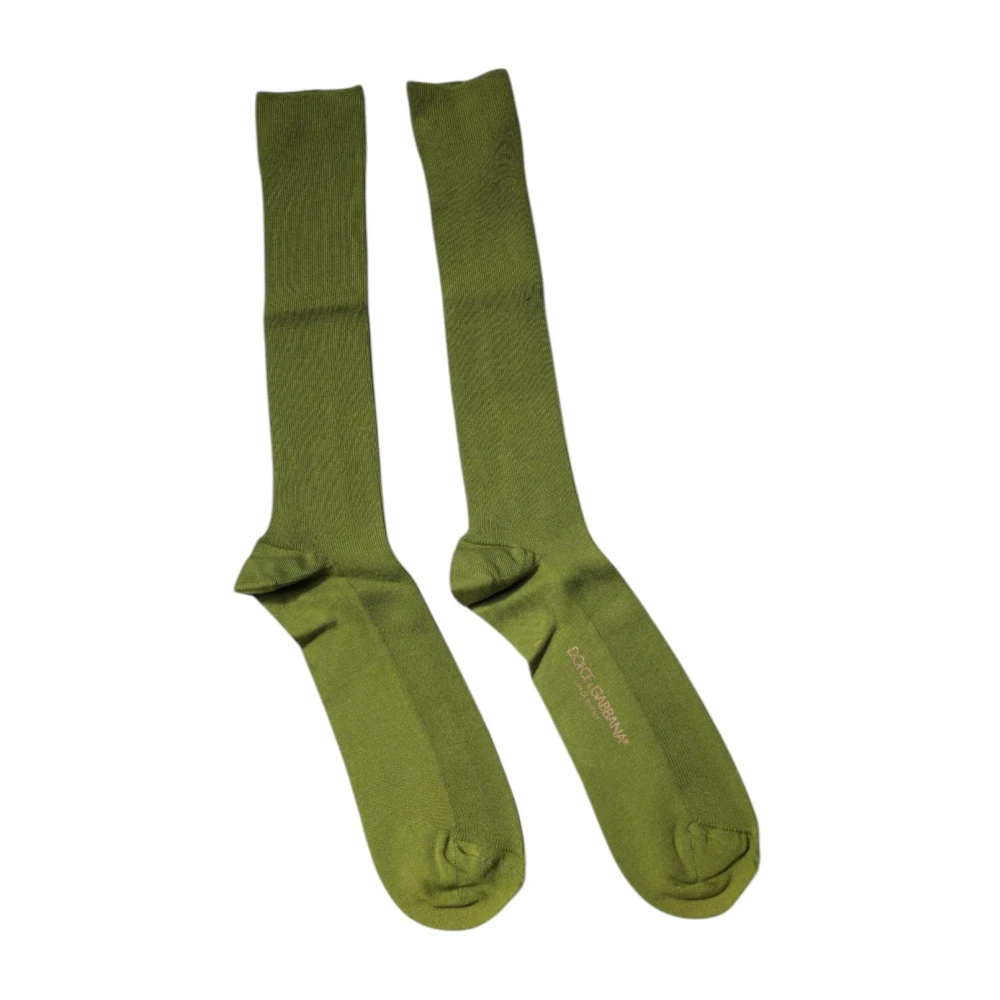 Dolce & Gabbana Men's Green Socks, One Size, Luxurious Logo Cotton Socks