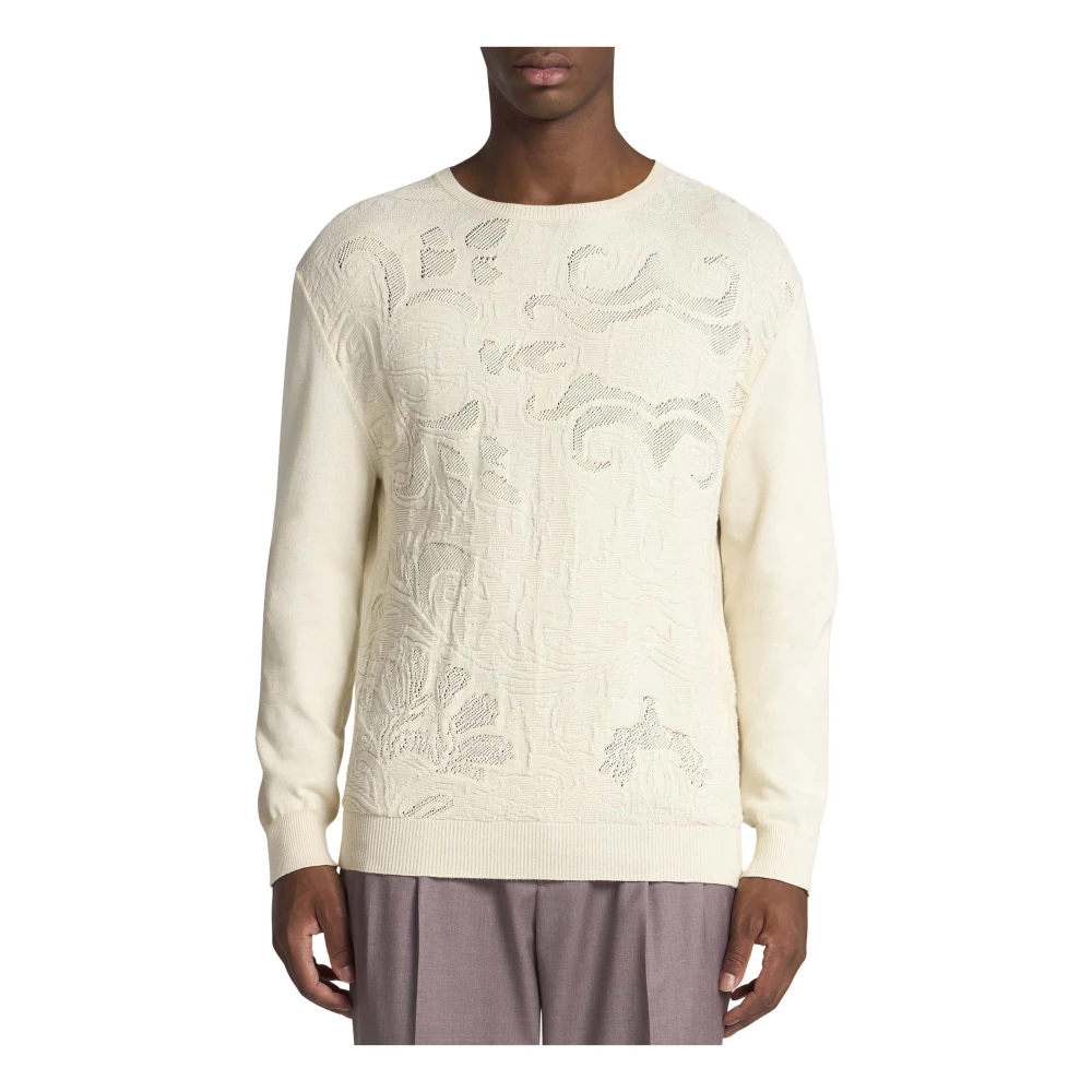 ETRO Ivoor Trui met Openwerk Patroon Beige Heren