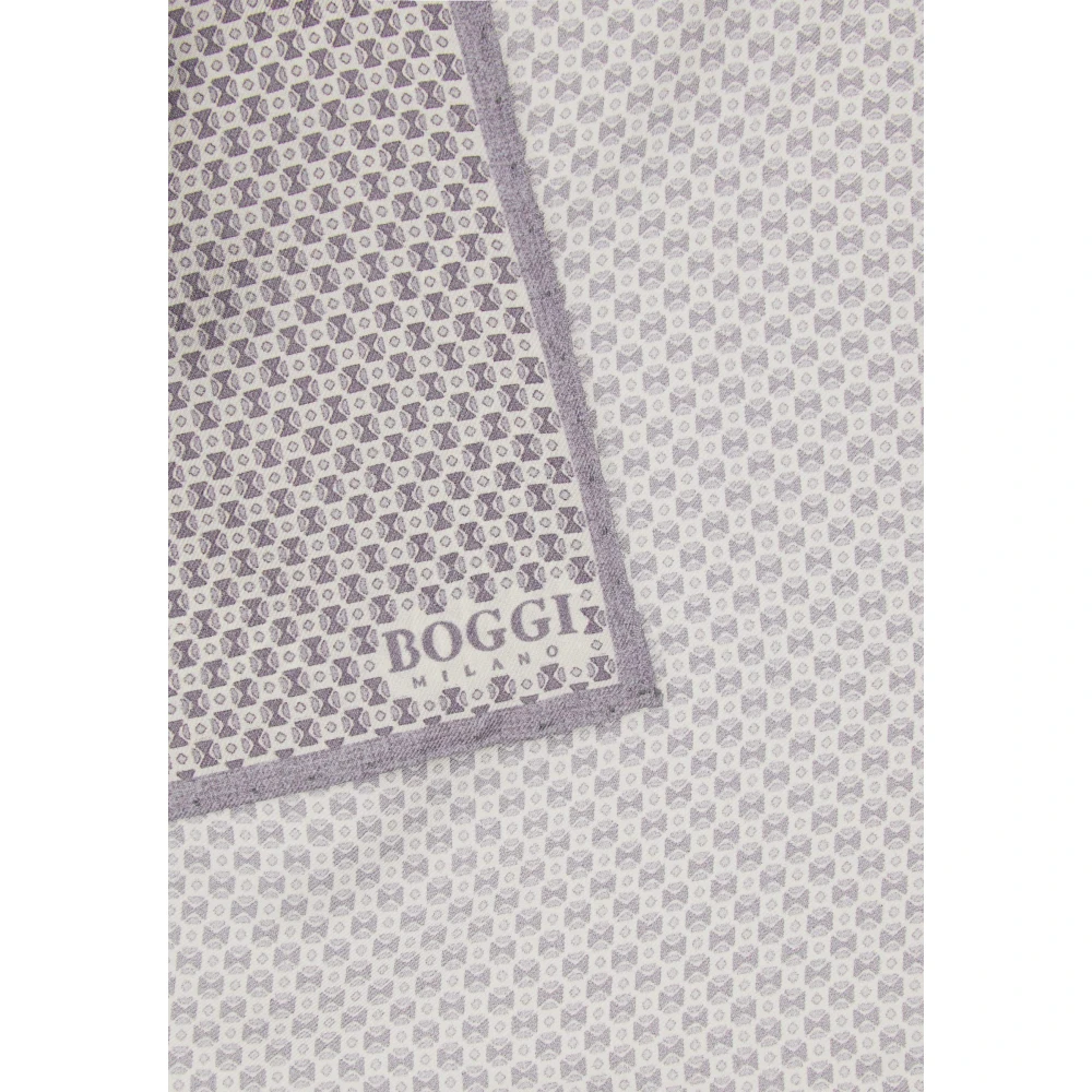 Boggi Milano Geometrische Zijden Zakdoek Gray Heren