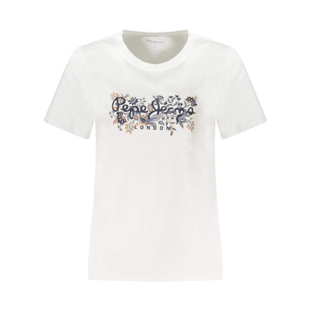 Pepe Jeans Bloemen korte mouw top White Dames