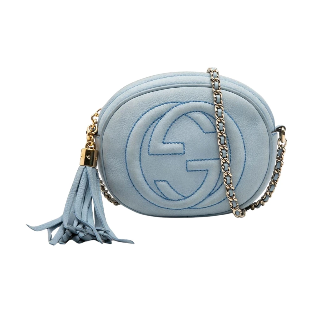 Gucci Vintage Women's Blue Pre-Owned Shoulder Bag With Chain Strap