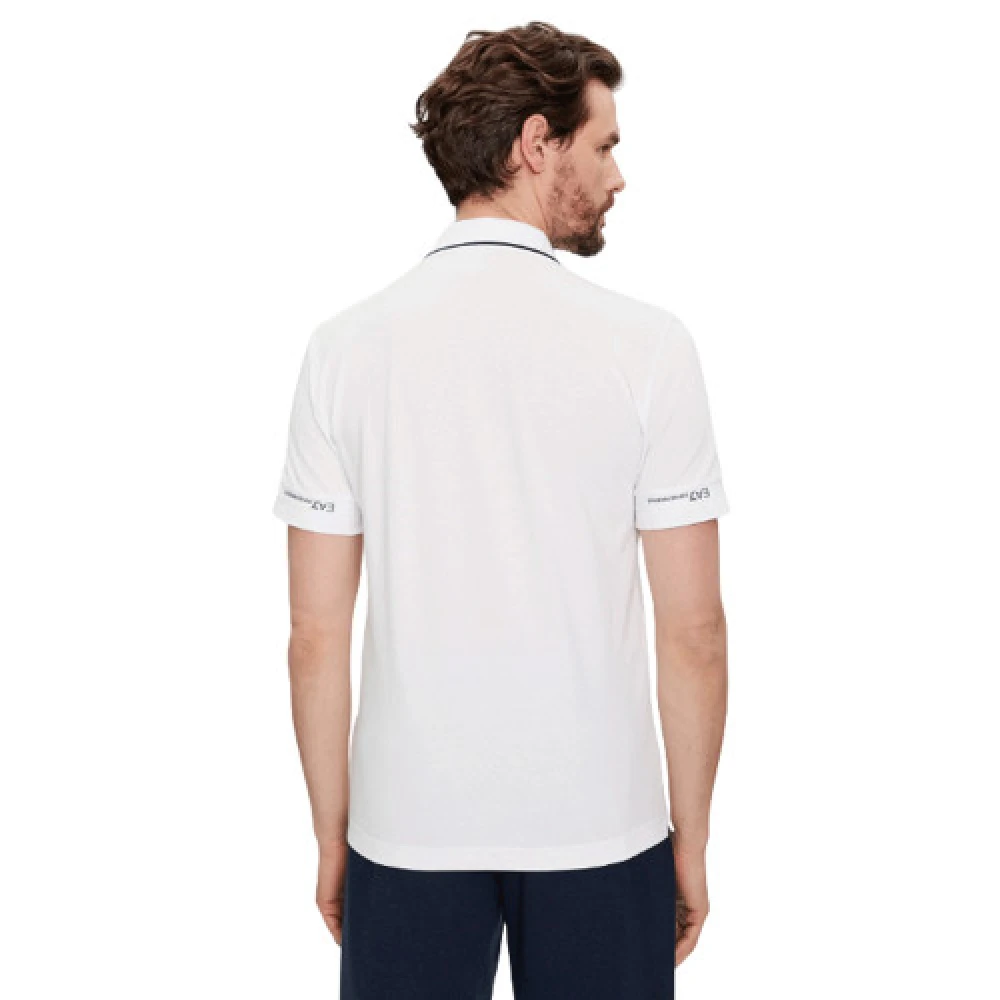 Emporio Armani EA7 Wit Poloshirt met Marineblauwe Rand White Heren