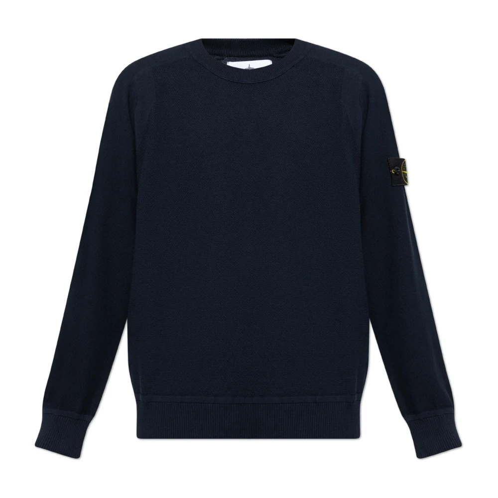 Stone Island Blauwe Crew Neck Sweater met Compass Badge Blue Heren