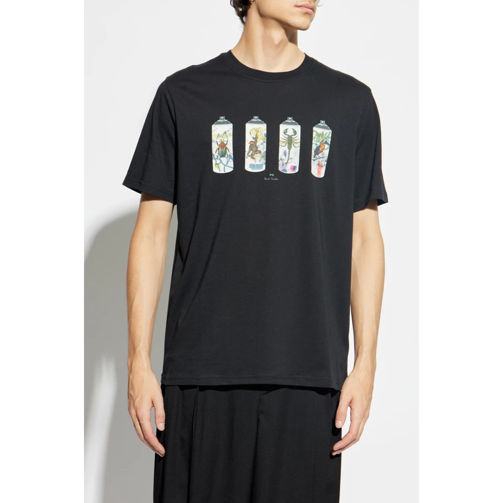 PS By Paul Smith Bedrukt T-shirt Black Heren