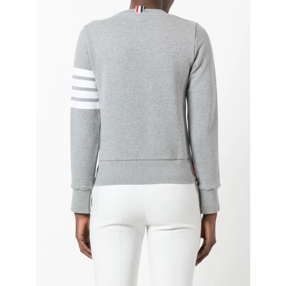 Thom Browne Grijze Sweater met Vier-Streep Gray Dames