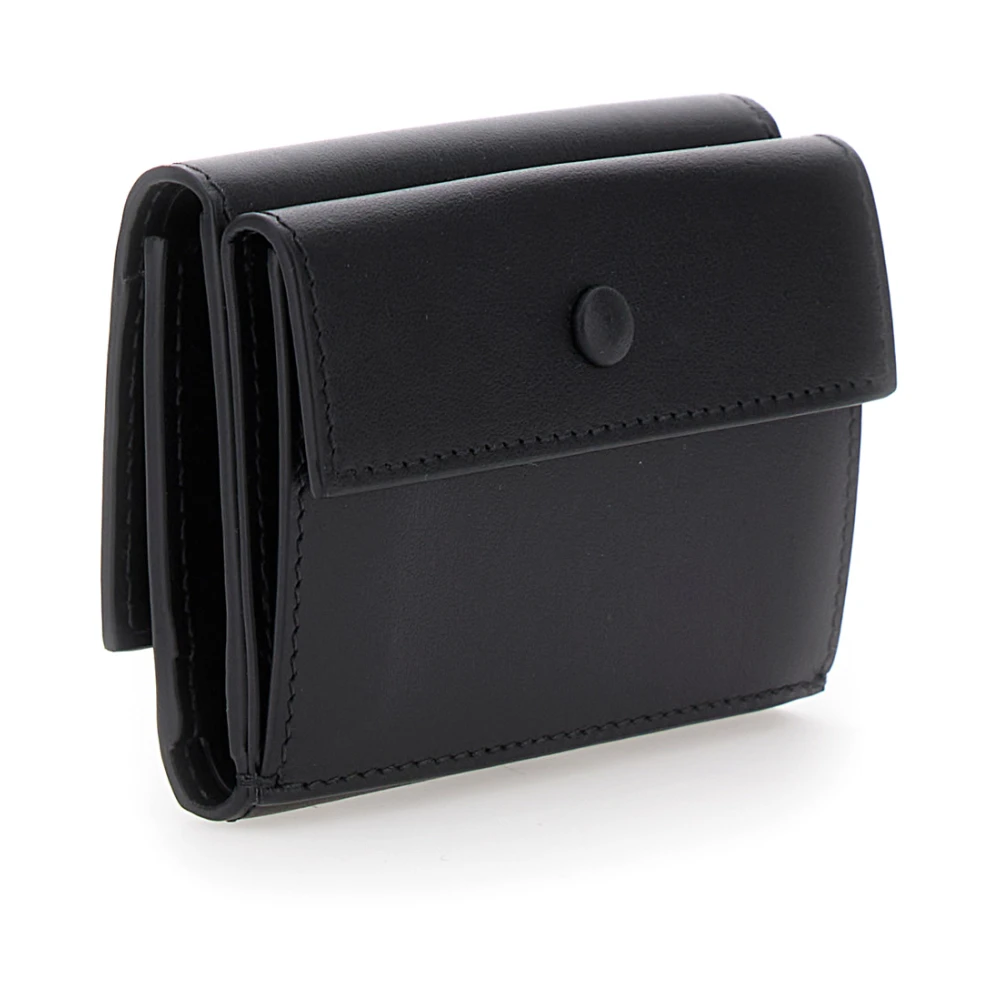Acne Studios Zwarte Drievoudige Portemonnee met Drukknoop Black Heren