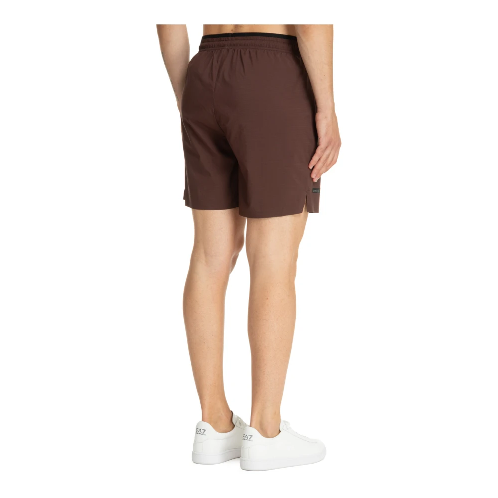 Emporio Armani EA7 Track Shorts met Trekkoord Taille Brown Heren