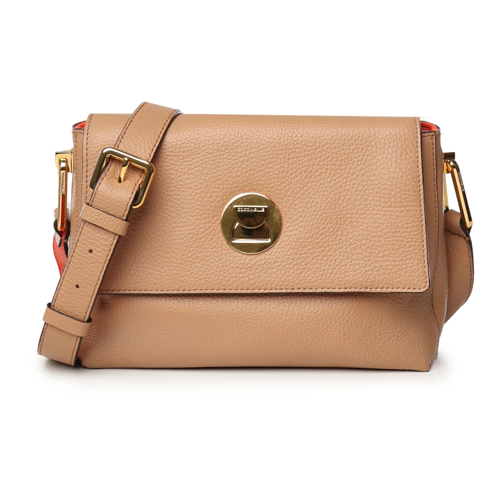 Coccinelle Beige Leren Schoudertas met Klep Beige Dames