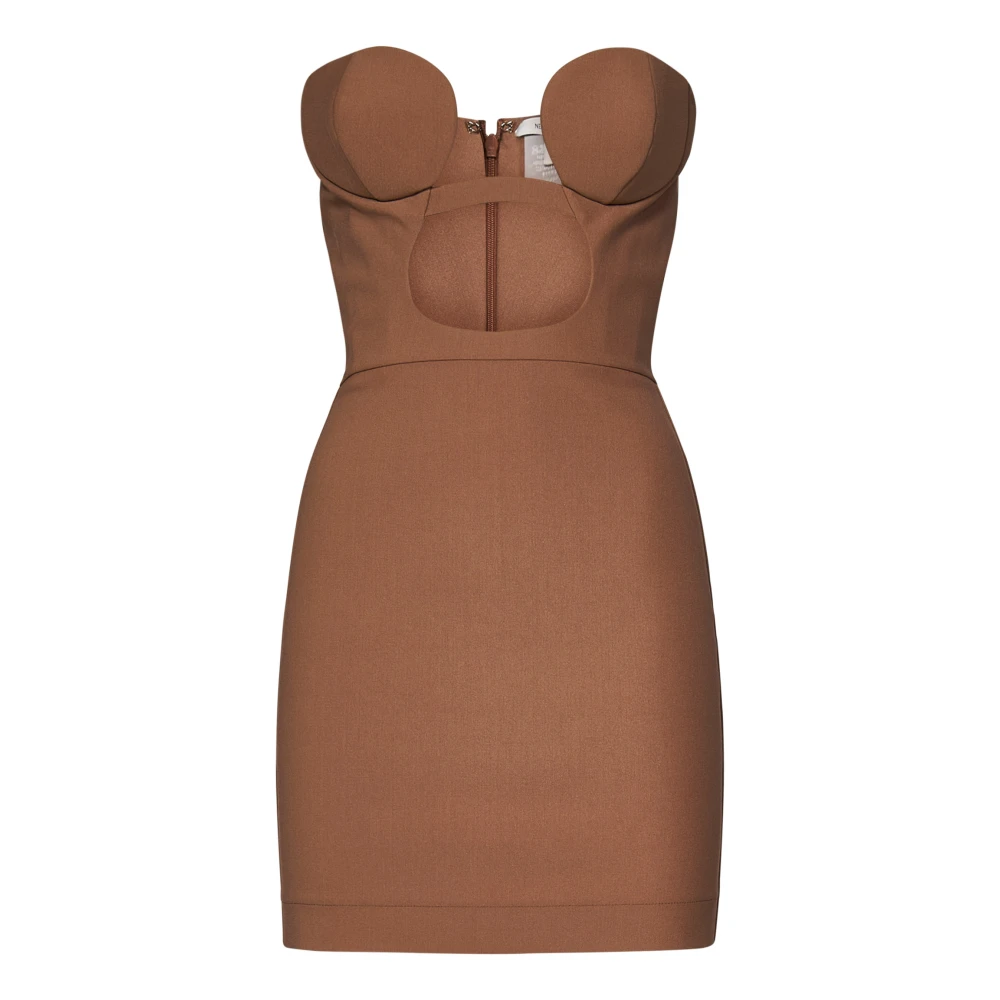 Nensi Dojaka Women's Brown Dress Elegant Design Lightweight Fabric Extra Small