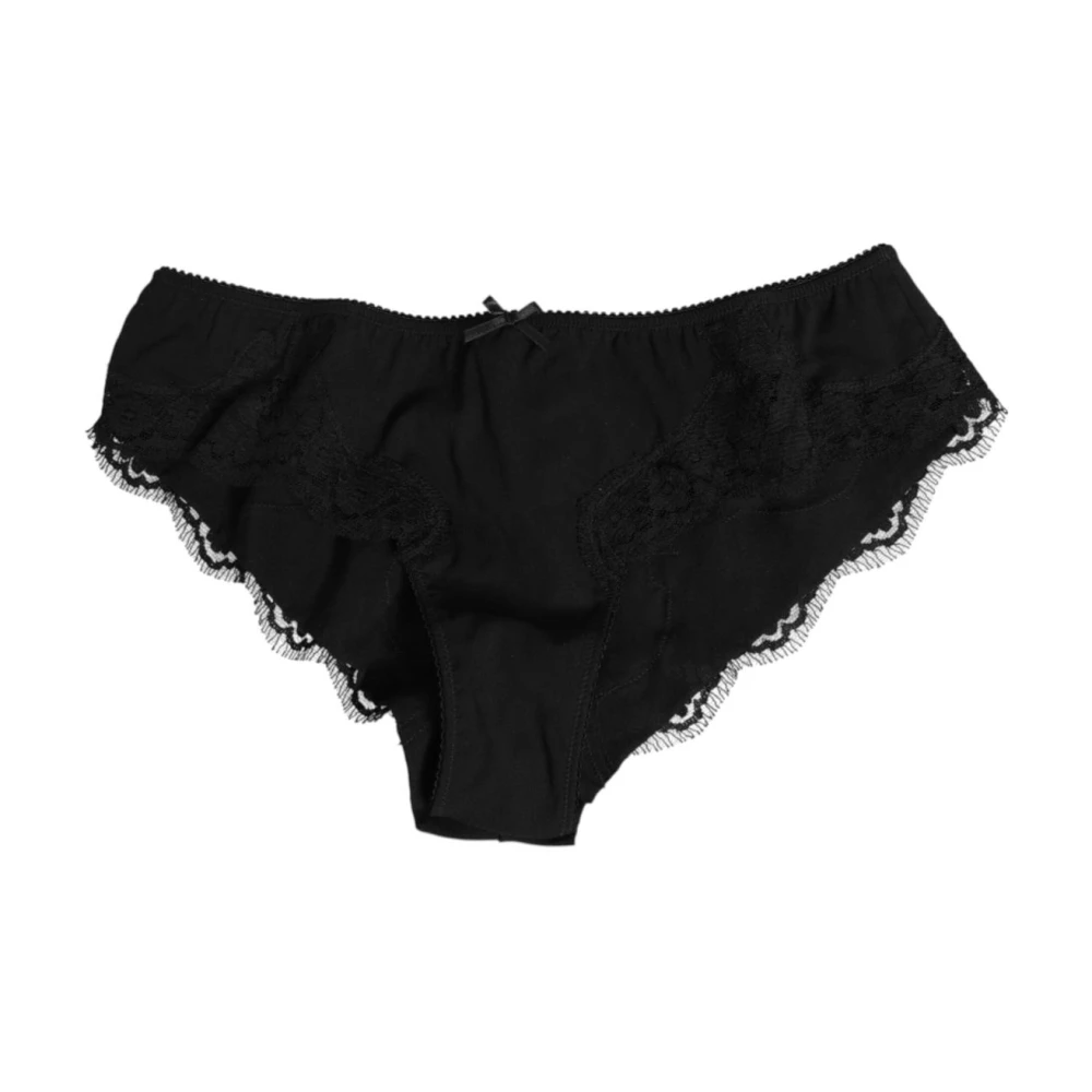Dolce & Gabbana Women's Black Floral Lace Silk Panty Brief