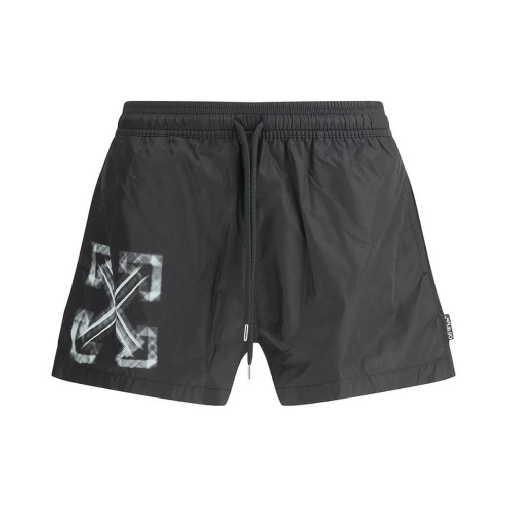 Off White Sportieve Zwemshorts met Koord Black Heren