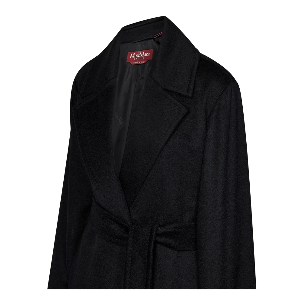 Max Mara Zwarte Kasjmier Ceintuurjas Aw24 Black Dames
