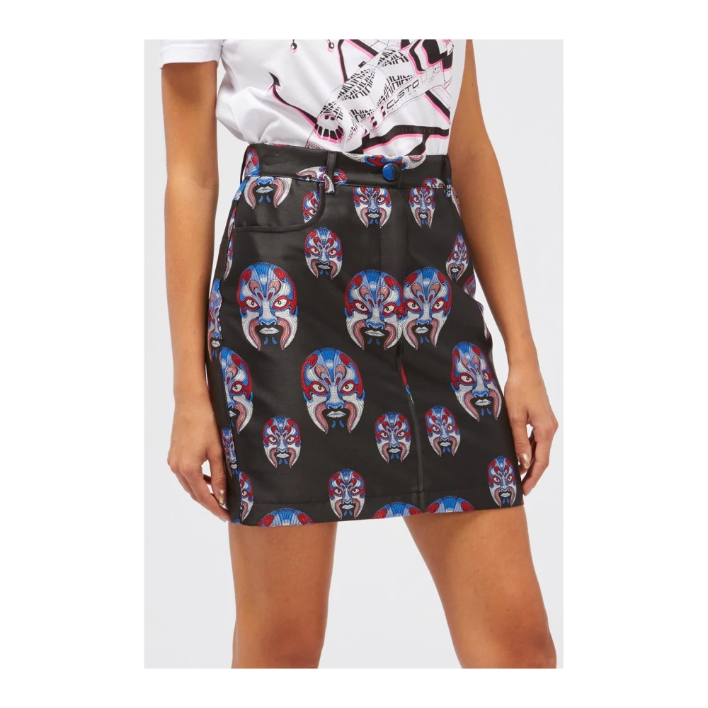 Custo Barcelona Logo Print Mini Rok Relaxed Fit Black Dames
