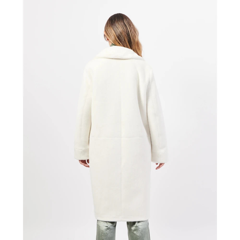 YES ZEE Witte Lange Omkeerbare Jas Elegante Stijl White Dames