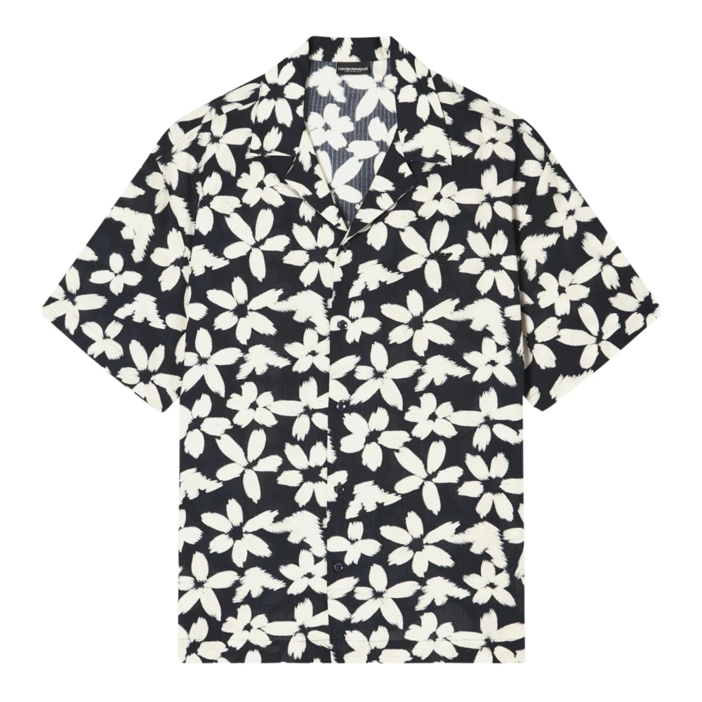 Emporio Armani Mannelijk Multicolor Flower Eagle Pattern Beachwear Shirt