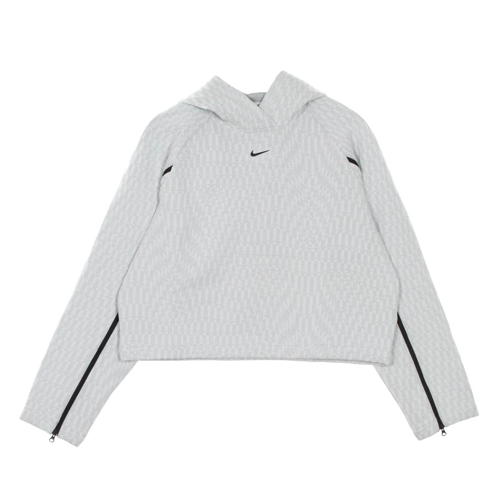Nike Women's Gray Long Sleeve Training Tops, Xs, Geometric Lightweight Hooded Sweatshirt
