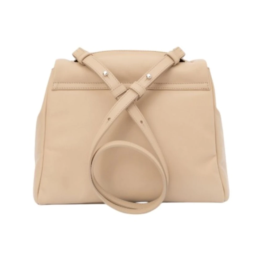 Orciani Schoudertas met puffer effect en metalen handvat Beige Dames