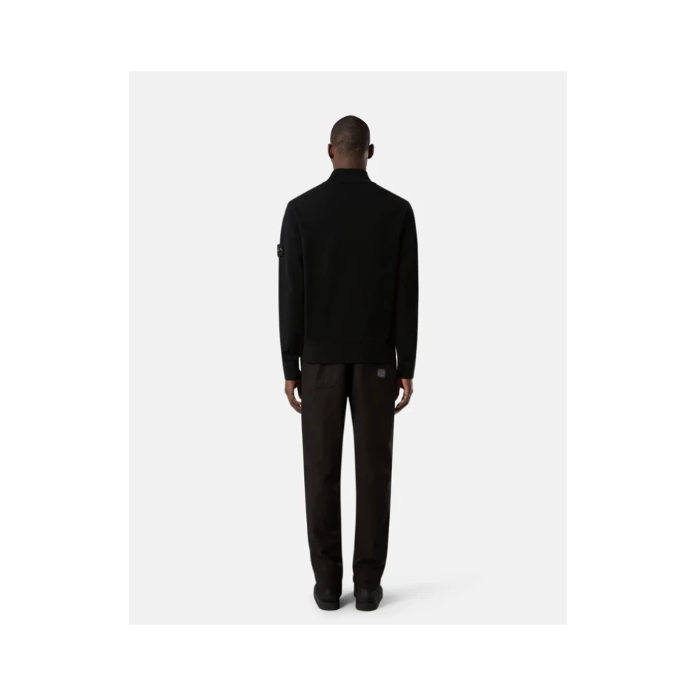 Stone Island RWS-gecertificeerde Wol Half Zip Sweater Black Heren