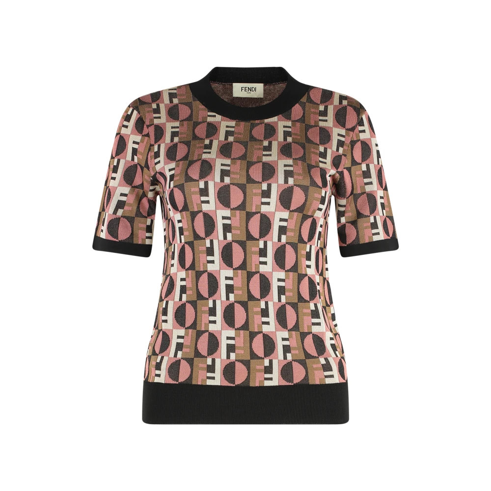 Fendi Women's Multicolor Ribbed Knit Viscose T-Shirt - T-Shirts - S - Tops