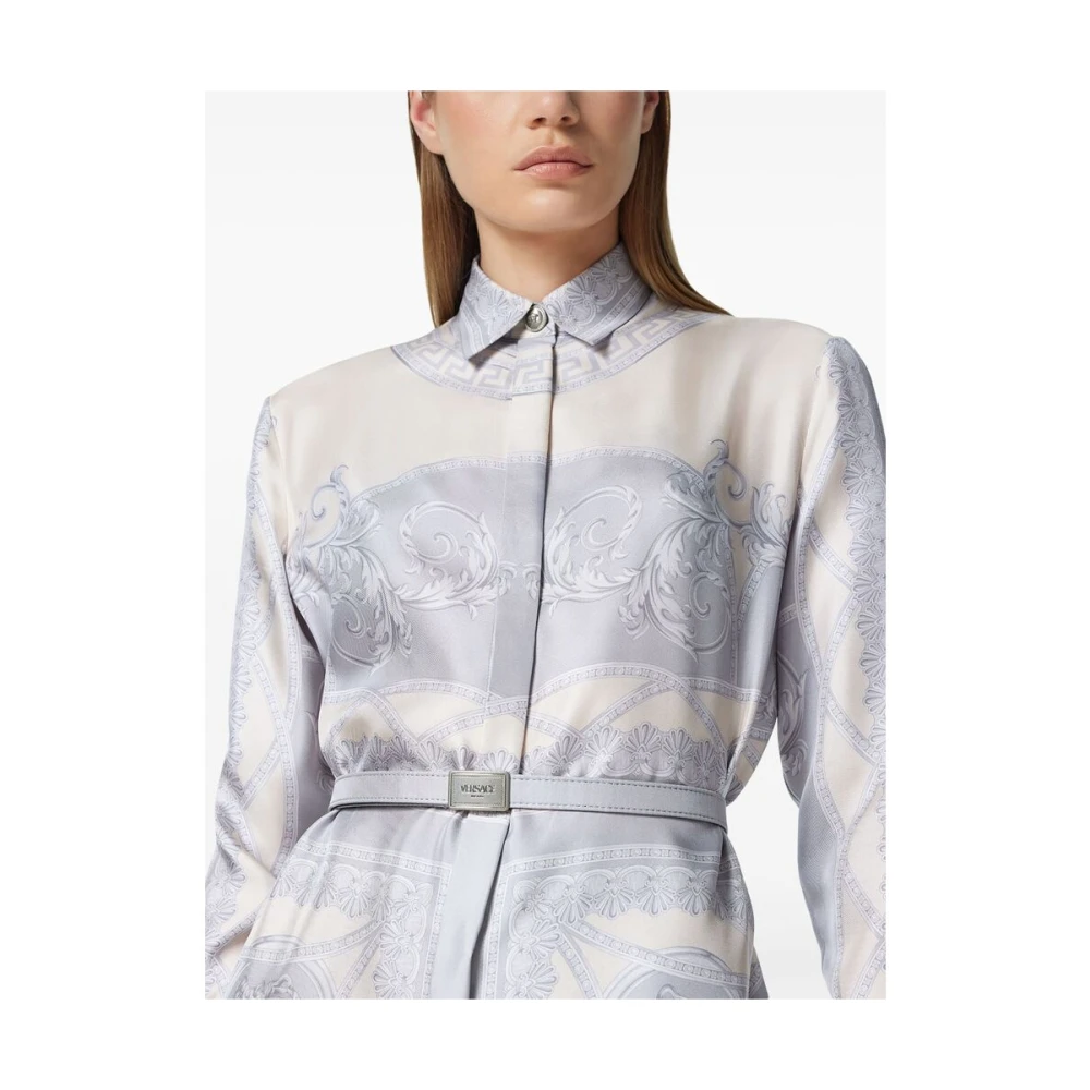Versace Barocco Print Zijden Jurk Multicolor Dames