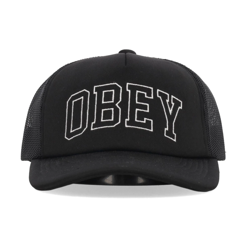 Obey Zwarte truckerpet met gebogen klep Black Heren