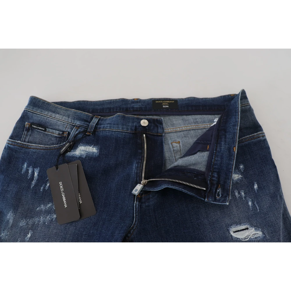 Dolce & Gabbana Elegante Blauwe Skinny Jeans Blue Heren