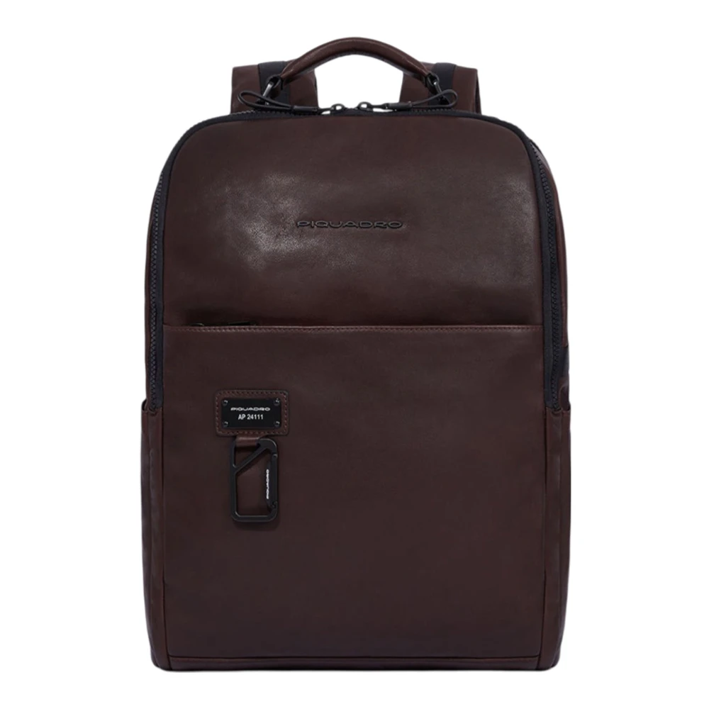 Piquadro Bruine leren rugzak met USB-poort Brown Heren