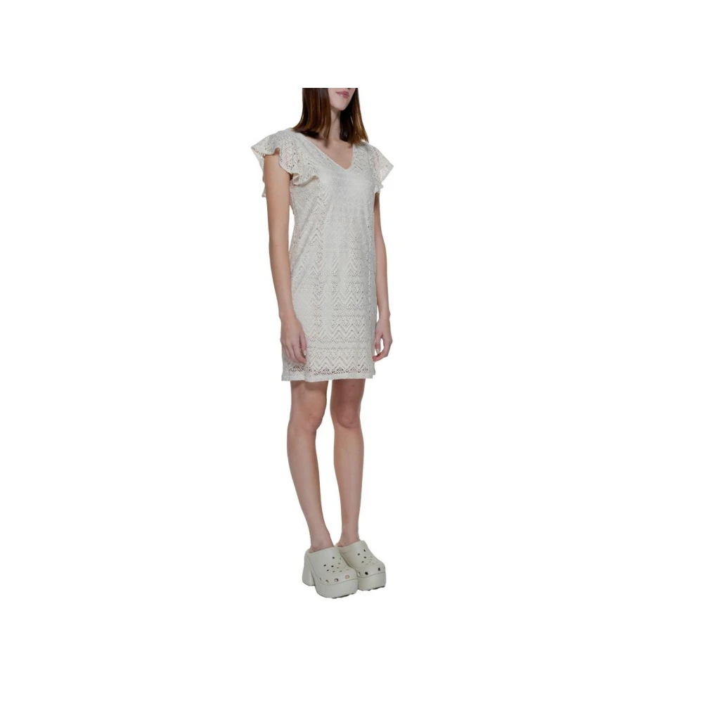 Vero Moda Beige Kant Mini Jurk VNeck Beige Dames