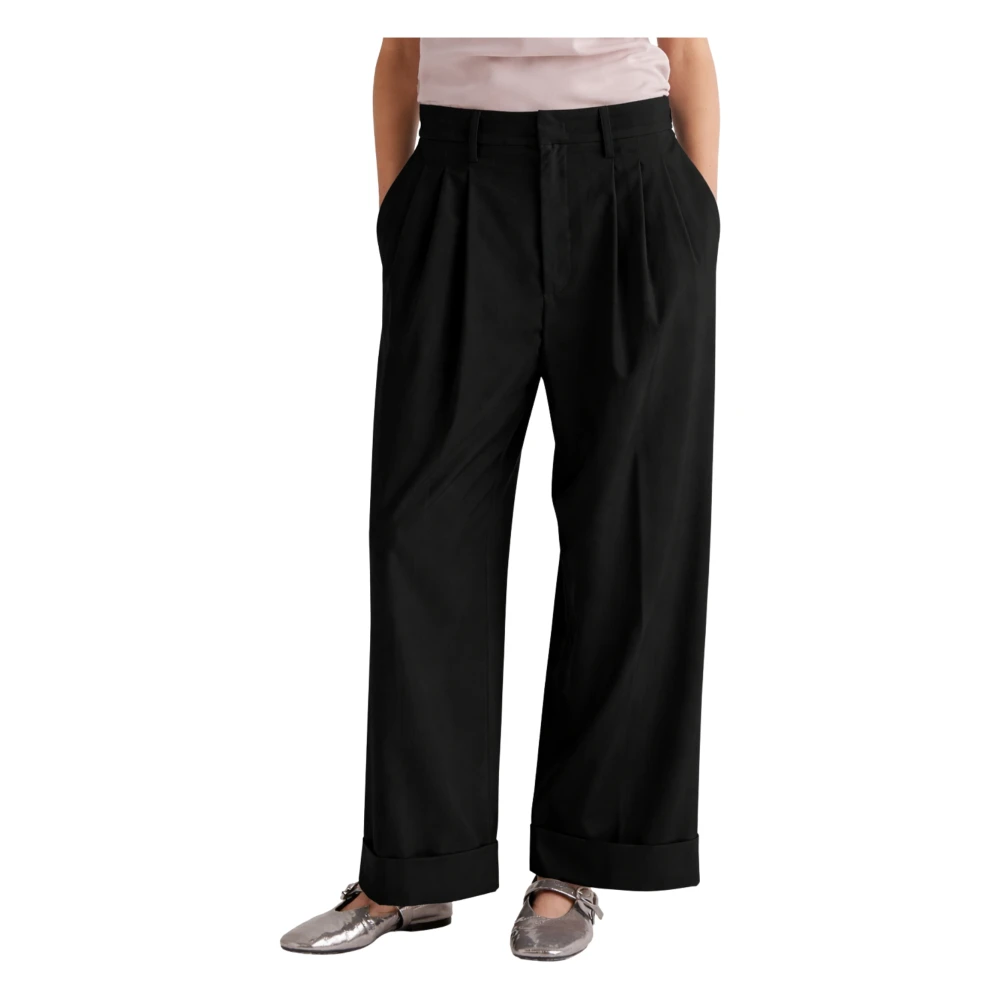 Meimeij Vrouw Zwart Broeken Dames, S, Polyester, M6pu 01 Wijde Broek