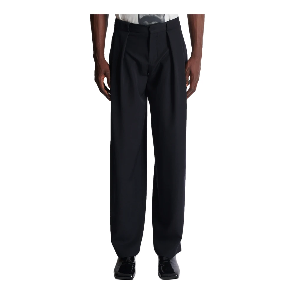 Balmain Pleated Grain de Poudre Broek Black Heren