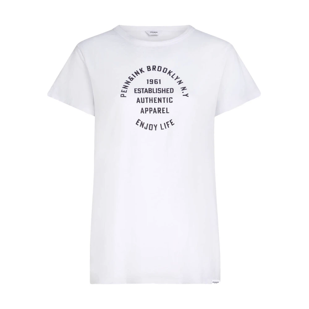 Penn&Ink N.Y Gedrukt T-shirt in trendy stijl White Dames