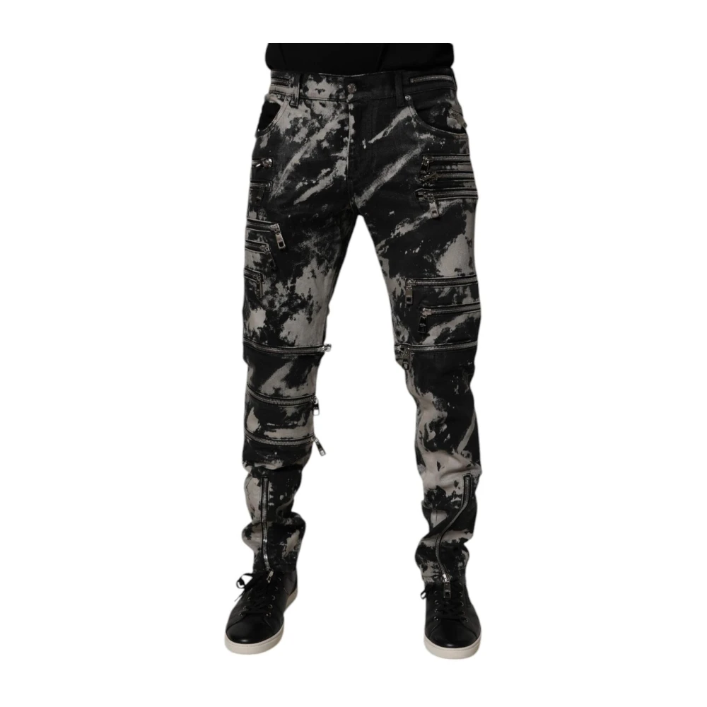 Dolce & Gabbana Men's Black Tie Dye Skinny Denim Jeans